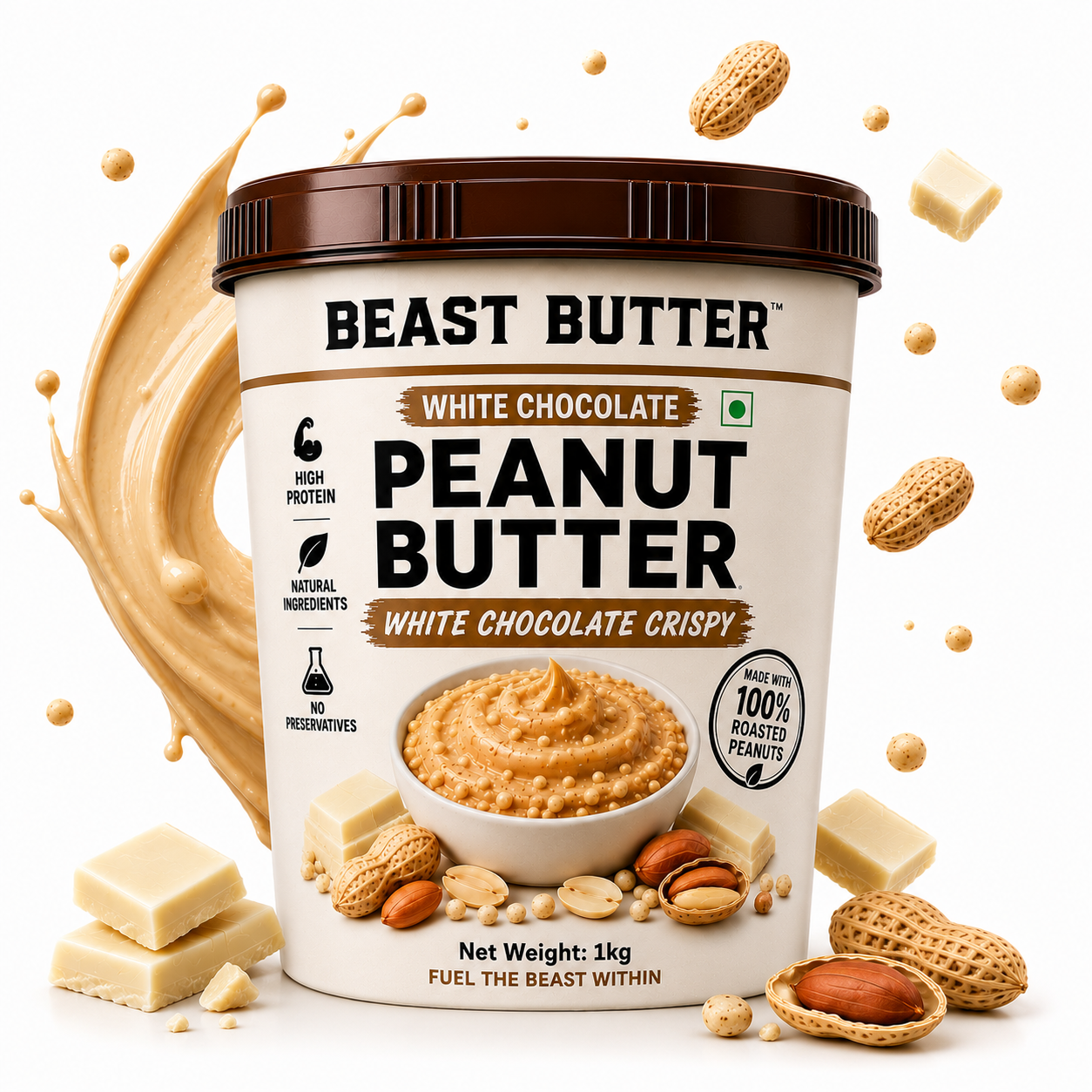 Beast Butter White Chocolate Crispy Peanut Butter Jar 1KG